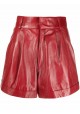 PLEAT-DETAIL LEATHER SHORTS