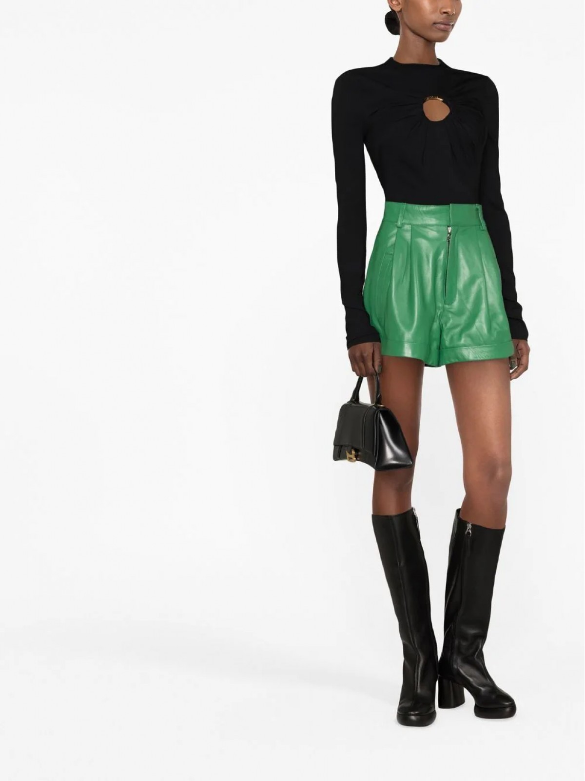 HIGH-WAISTED LEATHER SHORTS