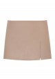 SIDE-SLIT MINI LEATHER SKIRT