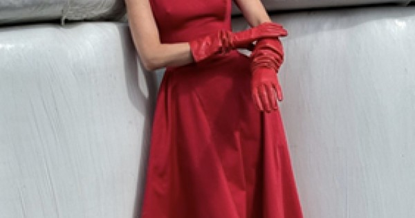 open lace back dress Elsa Hosk Cannes Film Festival Red Carpet Red Prom Dresses, PD0904 –  SofieBridal