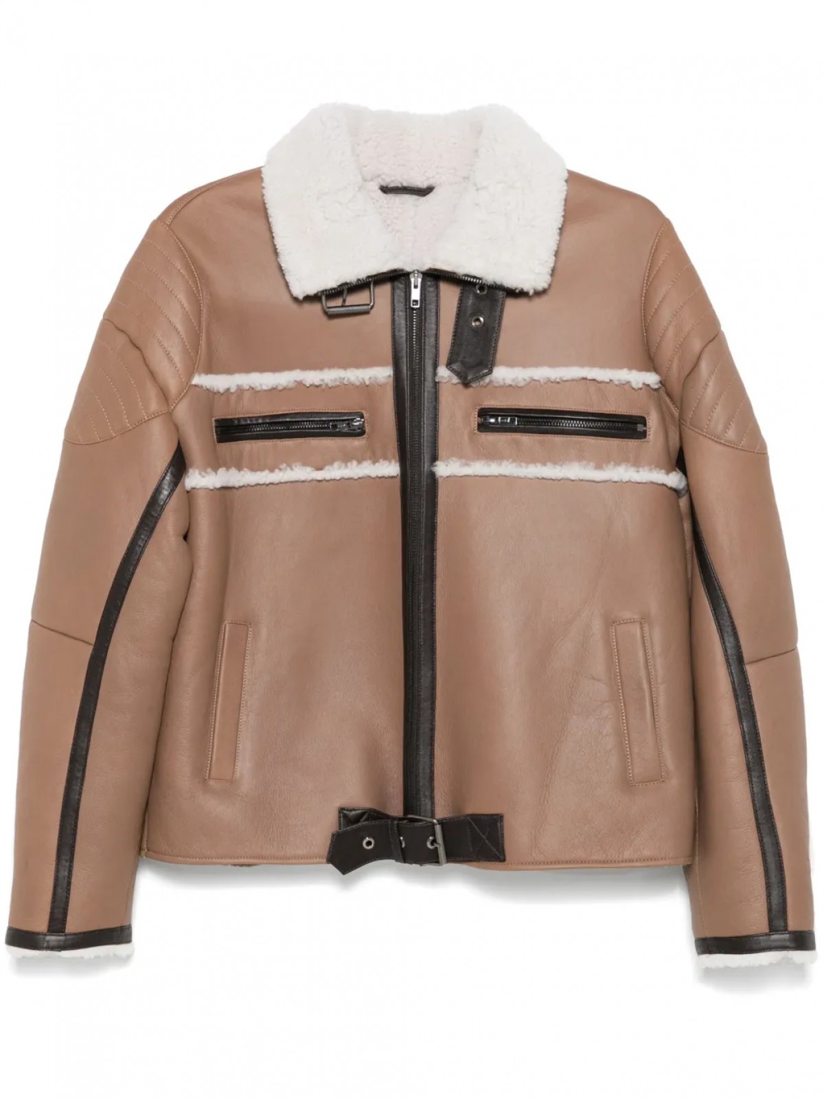 SHEARLING DETAIL LEATHER JACKET