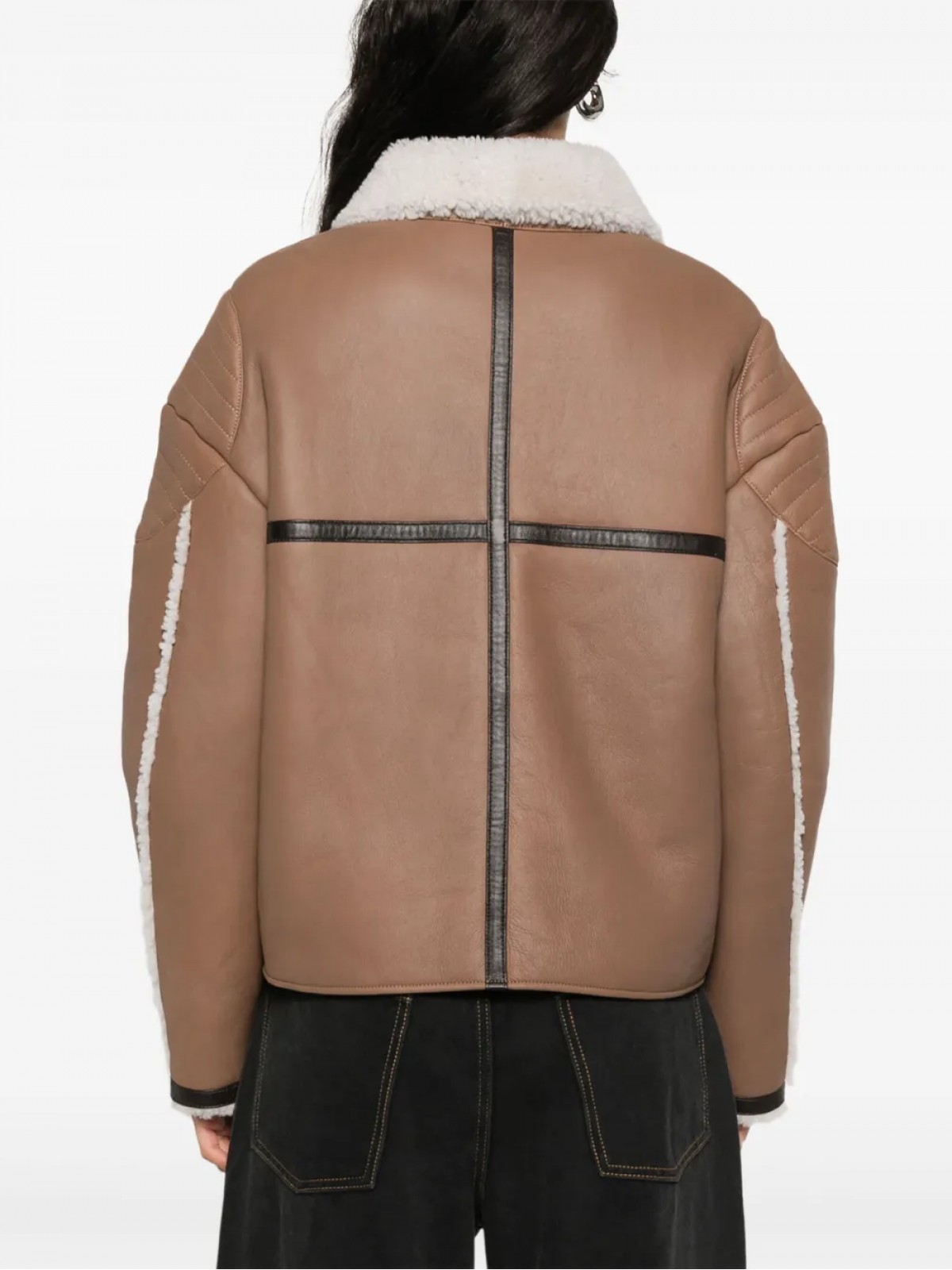 SHEARLING DETAIL LEATHER JACKET