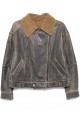 Shearling-collar leather jacket 