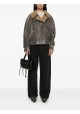 Shearling-collar leather jacket 
