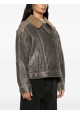 Shearling-collar leather jacket 