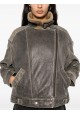 Shearling-collar leather jacket 